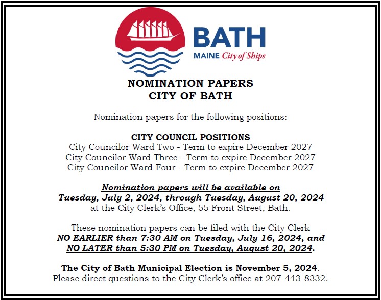 City of Bath, Maine - Official Website - City Council Nomination Papers